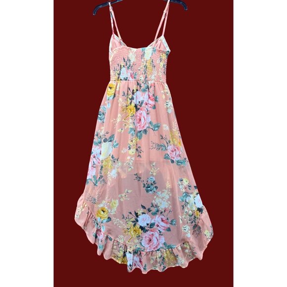 Rue 21 - Women's Summer Sleeveless High Low Hem Ruffle Floral Dress - Pink - XXS - Picture 2 of 16